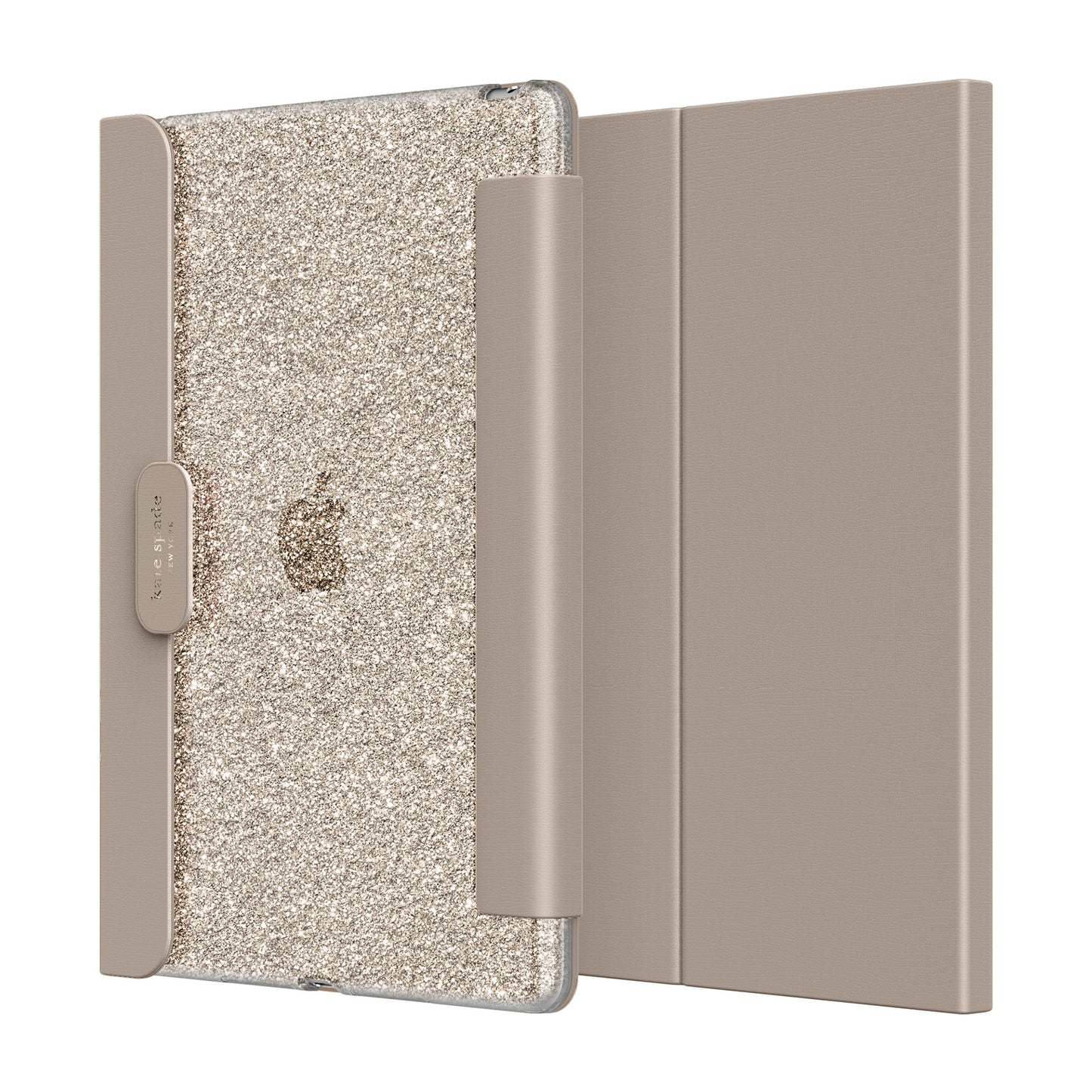 KSNY iPad 7/8/9 10.2 Protective Folio, Gold Glitter/Warm Beige Lambskin/Wa