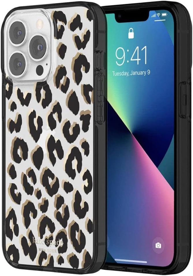 KSNY iPhone 14 Pro Max Protective Hardshell for MagSafe, City Leopard Black/Gold