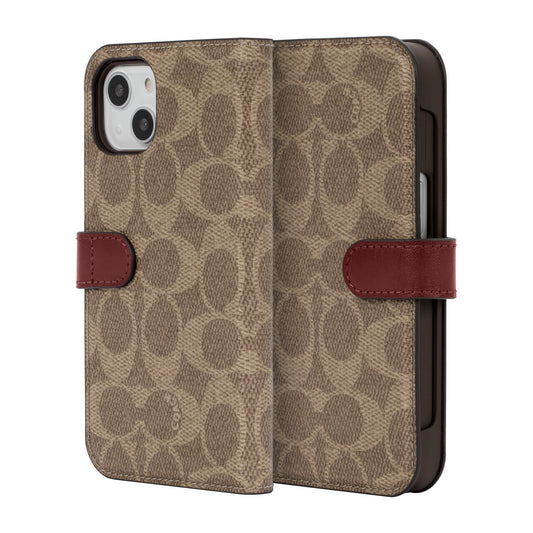 Coach iPhone 13 Folio, Signature C Khaki