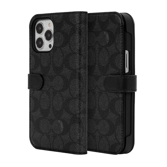 Coach iPhone 13 Pro Max Folio, Signature C Black