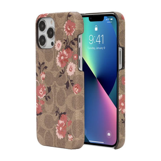 Coach iPhone 13 Pro Max Slim Wrap, Prairie Rose Signature C Khaki/Blush/Terracot