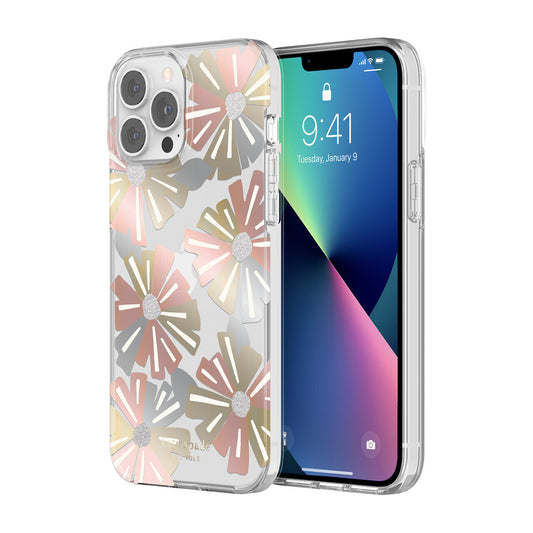 KSNY iPhone 13 Pro Protective Hardshell, Wallflower/Cream/Sliver Glitter/Rose Go