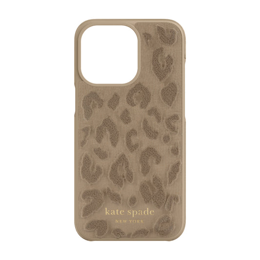 Kate Spade New York iPhone 13 Pro Wrap, Leopard Flocked Light Fawn/Gold Sticker