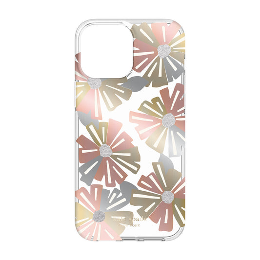 KSNY iPhone 13 Pro Max Protective Hardshell, Wallflower/Cream/Sliver Glitter/Ros