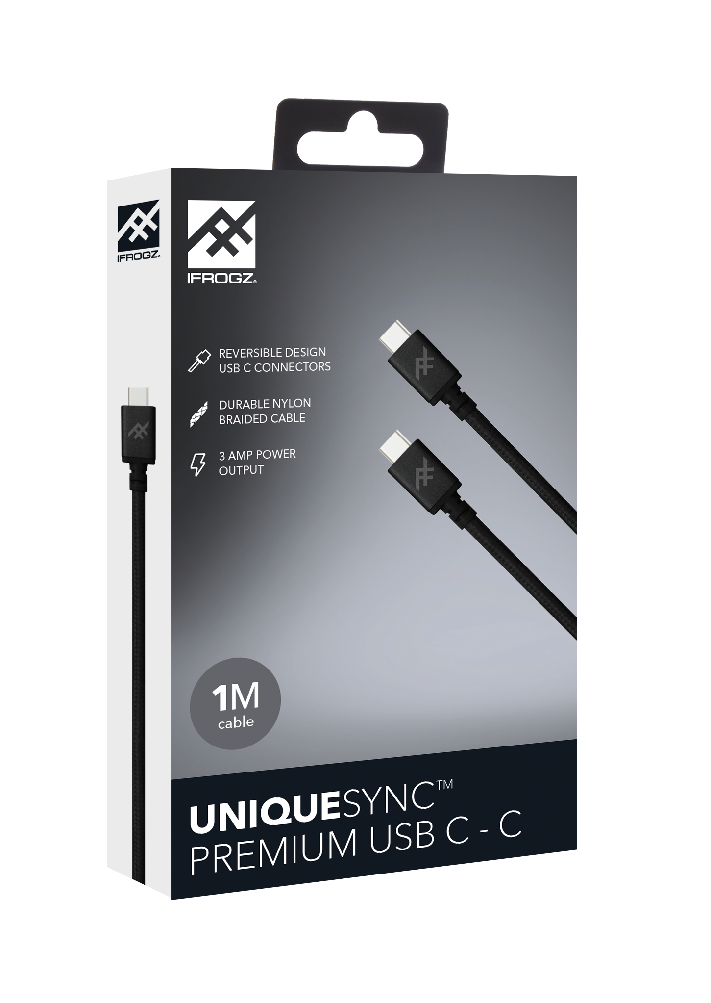 ZAGG iFrogz Unique Sync Premium USB-C 3.1 to USB-C 3.1 Nylon Braided Cable, 1M B