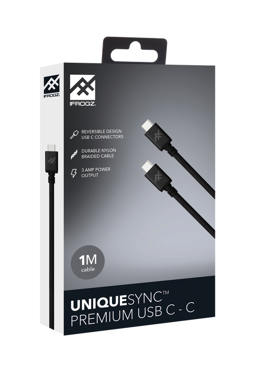 ZAGG iFrogz Unique Sync Premium USB-C 3.1 to USB-C 3.1 Nylon Braided Cable, 1M B