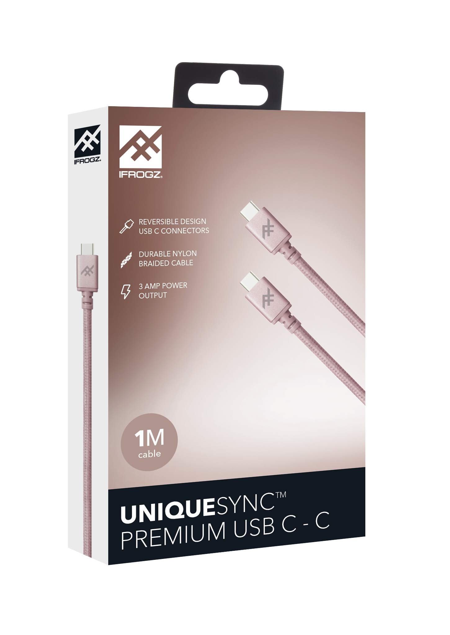 ZAGG iFrogz Unique Sync Premium USB-C 3.1 to USB-C 3.1 Nylon Braided Cable, 1M R