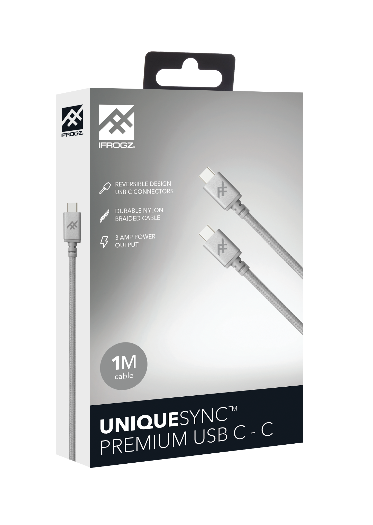 ZAGG iFrogz Unique Sync Premium USB-C 3.1 to USB-C 3.1 Nylon Braided Cable, 1M S