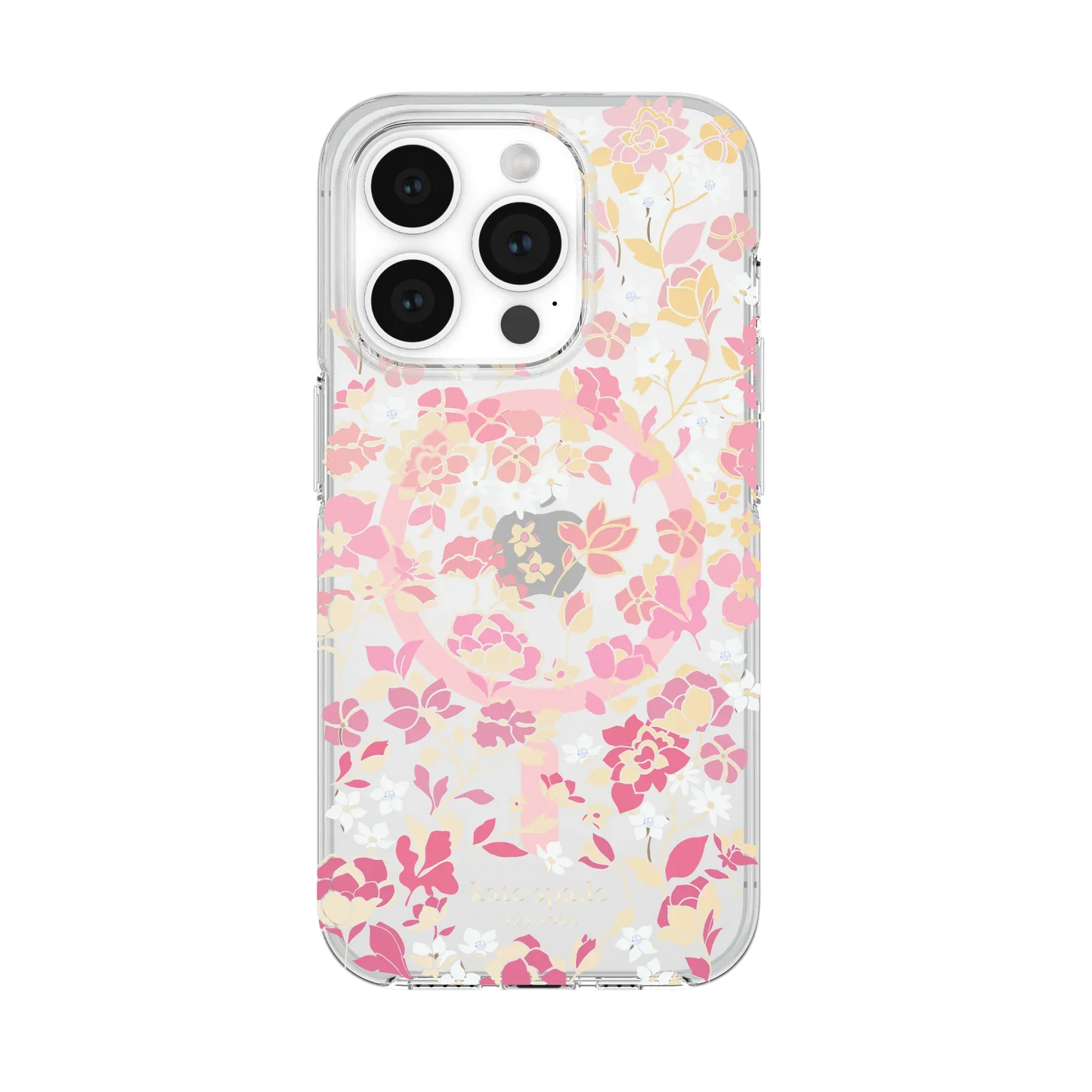Kate Spade New York iPhone 15 Pro Protective Hardshell Case with MagSafe,Flowerbed Pink Ombre/W