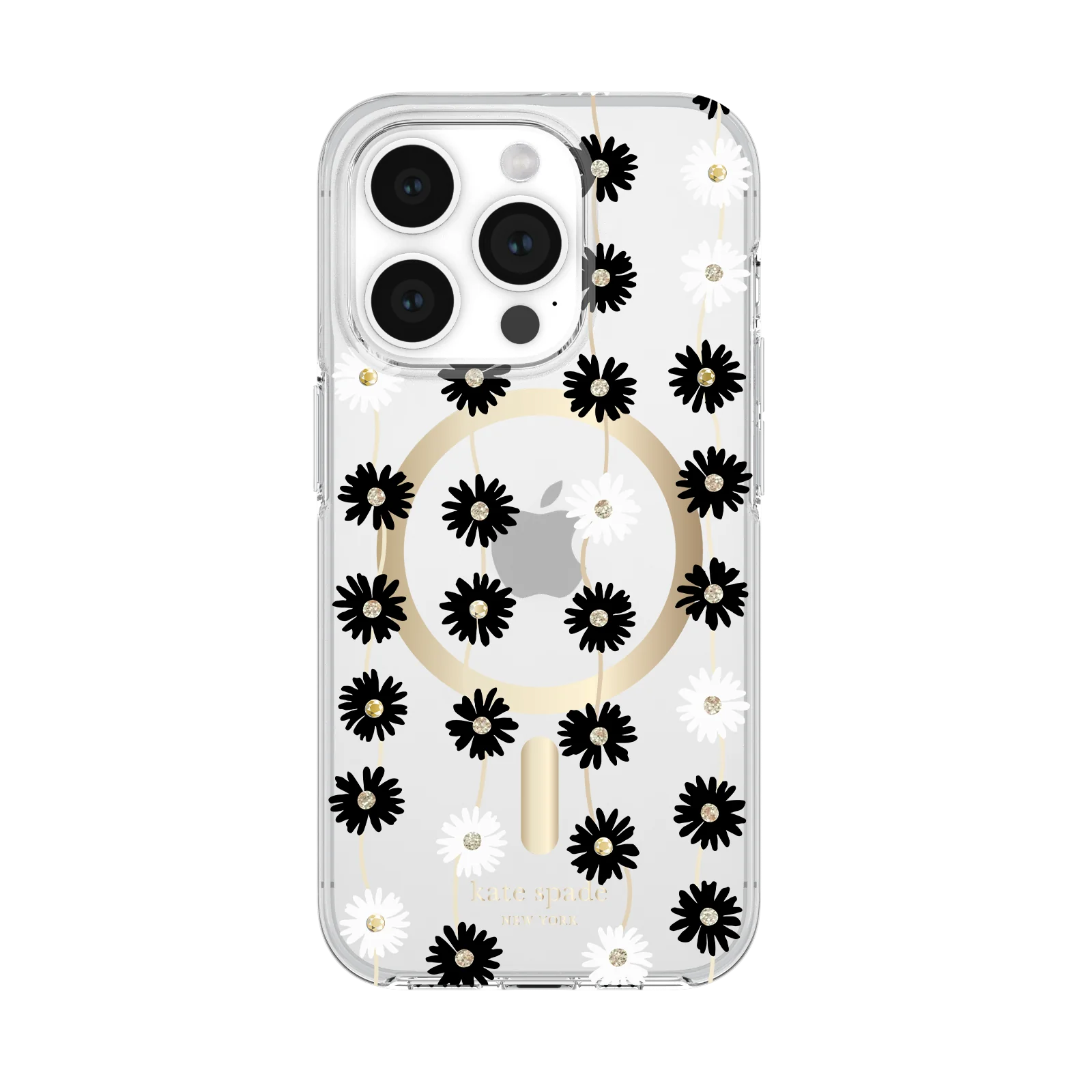 KSNY iPhone 15 Pro Max Protective Hardshell Case with MagSafe, Daisy Chain/Black