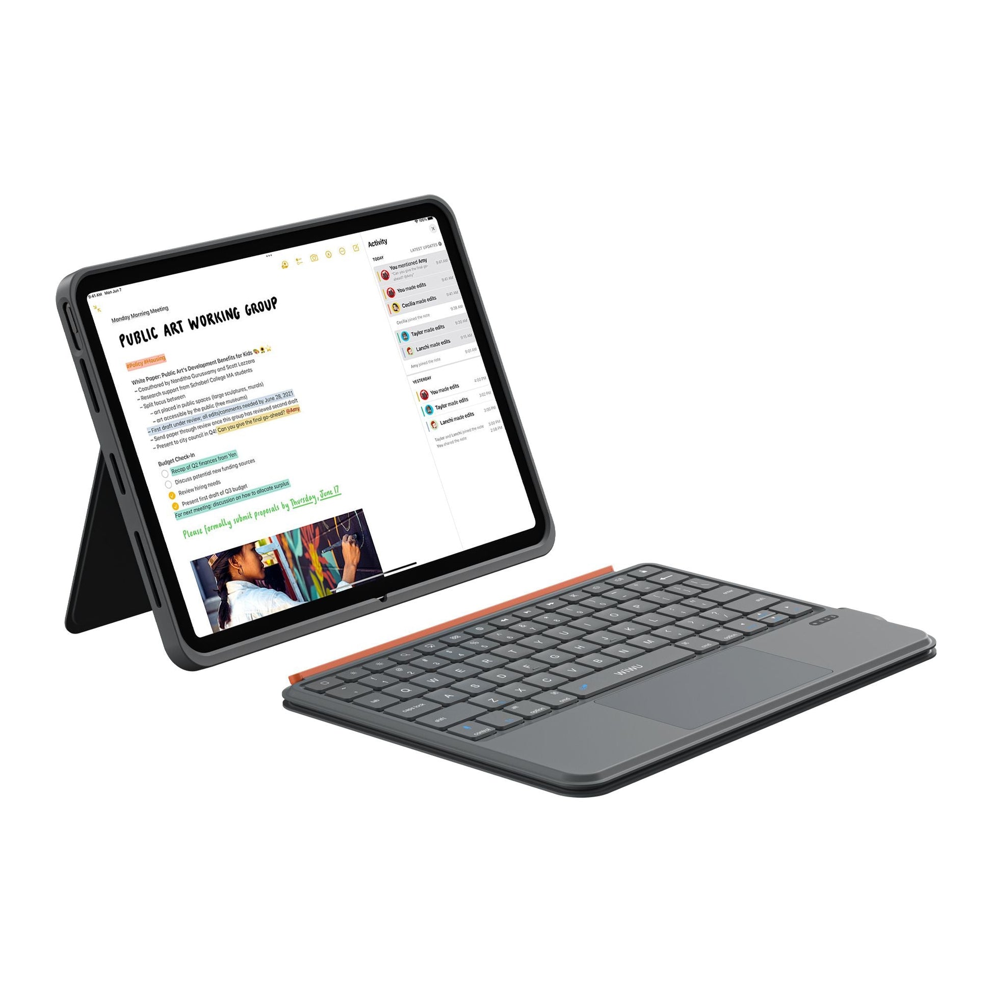 WiWU MK5 iPad Pro 11 Combo 3 in 1 Case+Cover+Keyboard, Grey