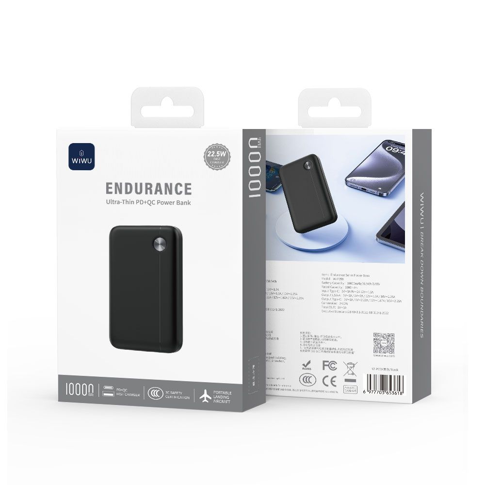 WiWU P059 Endurance Power Bank 10000mAh, Black