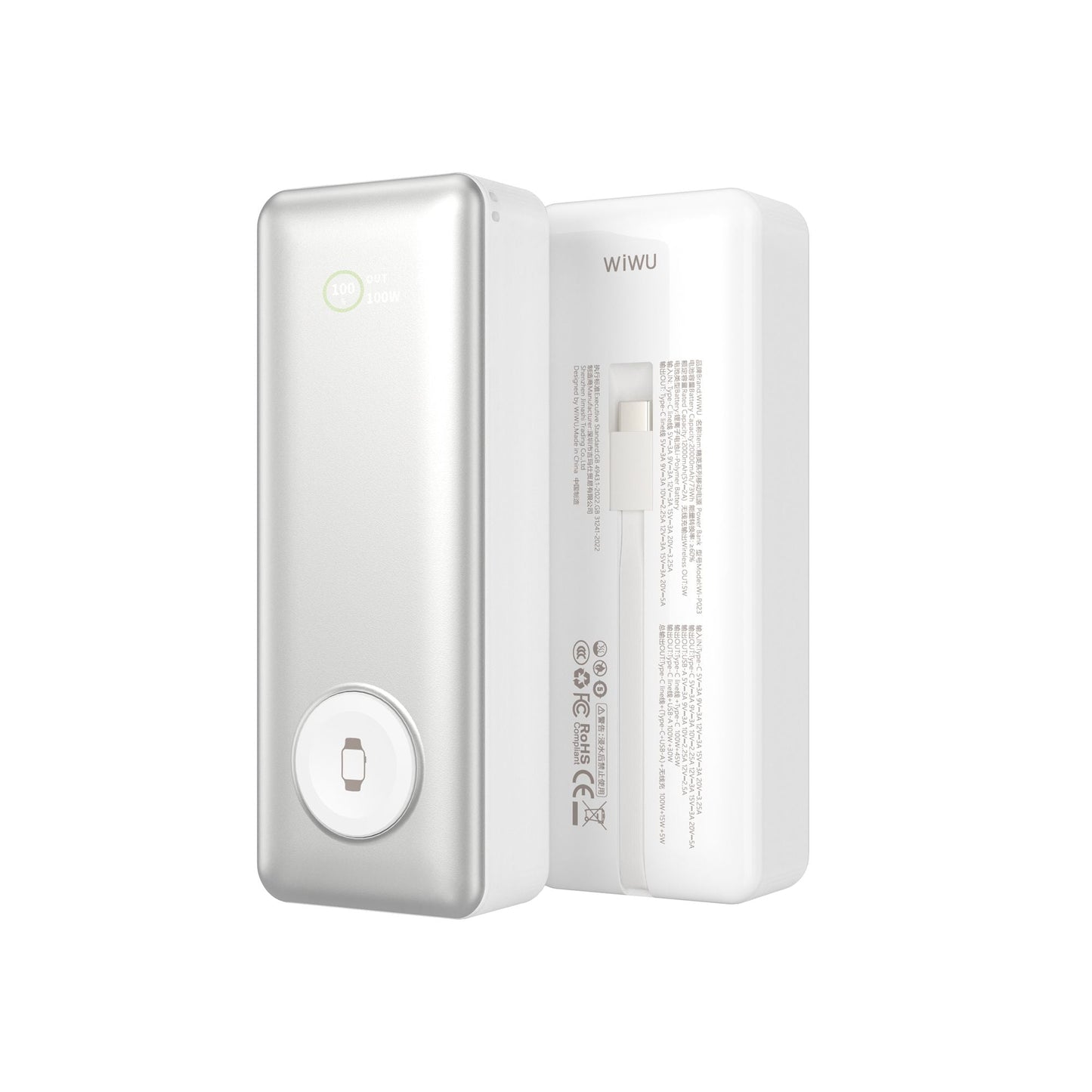 WiWU P023 Elite Power Bank 20000mAh, Silver